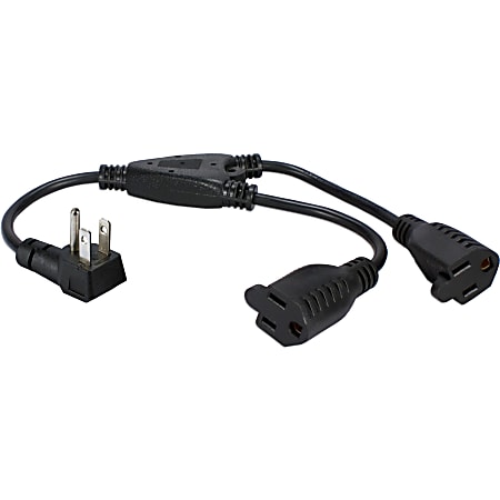 QVS 2-Pack 12 Inches 90degree Flat-Plug OutletSaver AC Power Splitter Adaptor -  - PPRTADPT22PK