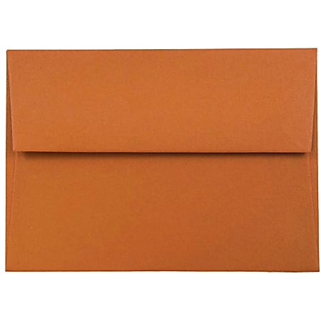 JAM Paper® Booklet Envelopes, #4 Bar (A1), Gummed Seal, Dark Orange, Pack Of 25