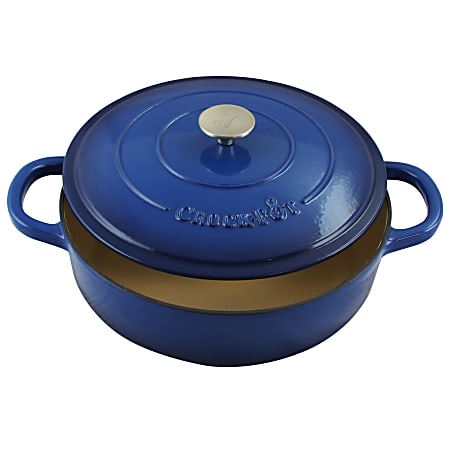  Crock-Pot Crock Pot Artisan Enameled Cast Iron Braiser W/Lid, 5  Quart, Sapphire Blue: Home & Kitchen