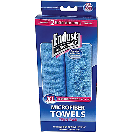 Endust Electronics Microfiber Towels, Blue, Pack Of 2 Towels