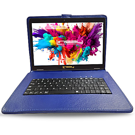 NEW LINSAY 10.1"Octa Core 256GB Storage Android 15 Tablet with Blue Style Keyboard