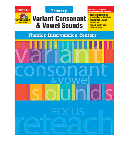 Evan-Moor® Phonics Intervetions Centers, Variant Consonant and Vowel Sound, Grades 1-3