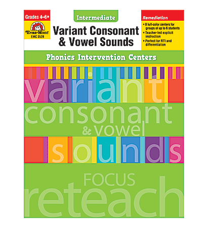 Evan-Moor® Phonics Intervetions Centers, Variant Consonant and Vowel Sound, Grades 4-6