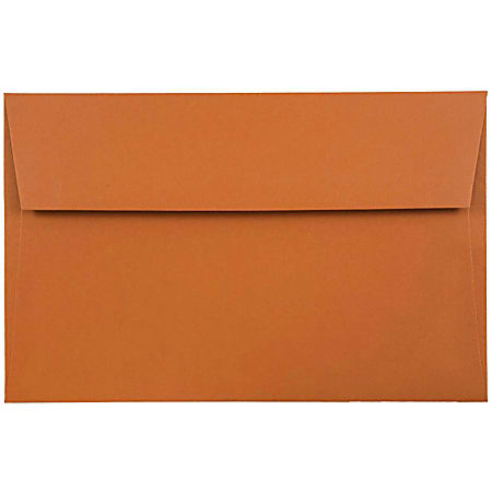 JAM Paper® Booklet Invitation Envelopes, A9, Gummed Seal, Dark Orange, Pack Of 25