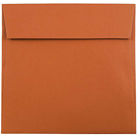 JAM Paper® Color Square Invitation Envelopes, 6" x 6", Gummed Seal, Dark Orange, Pack Of 25