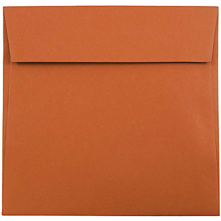 JAM Paper® Color Square Invitation Envelopes, 6" x 6", Gummed Seal, Dark Orange, Pack Of 25