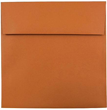 JAM Paper® Color Square Invitation Envelopes, 8 1/2" x 8 1/2", Gummed Seal, Dark Orange, Pack Of 25