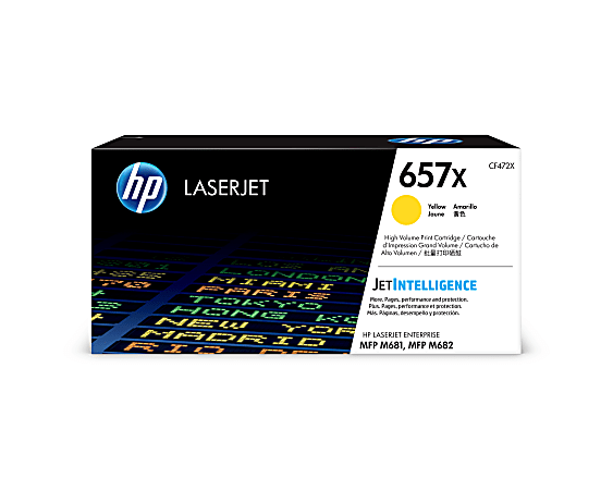 HP 657X High-Yield Yellow Toner Cartridge, CF472X