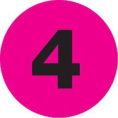 Tape Logic® Fluorescent Pink - "4" Number Labels
