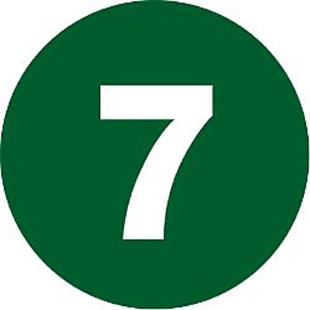 Tape Logic® Dark Green - "7" Number Labels 2", DL6775, Roll of 500