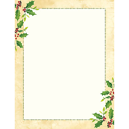 Great Papers! Falling Holly Holiday Letterhead, 8.5" x 11", Inkjet and Laser Printer Compatible, 80 count