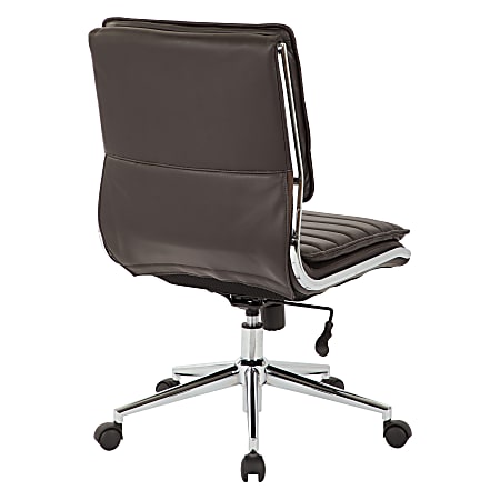 Office Star Pro Line II SPX Armless Bonded Leather Mid Back Chair EspressoChrome Office Depot