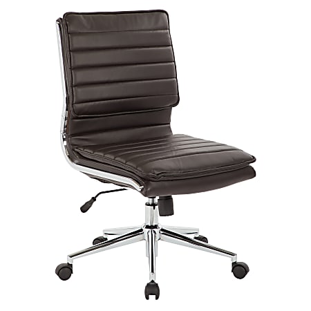 Office Star™ Pro-Line II™ SPX Armless Bonded Leather Mid-Back Chair, Espresso/Chrome