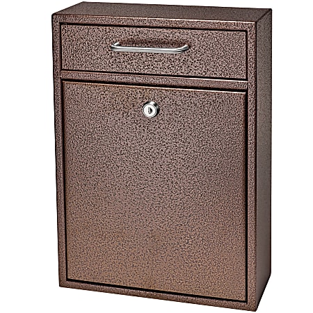 Mail Boss Locking Security Drop Box, 16 1/4"H x 11 1/4"W x 4 3/4"D, Bronze