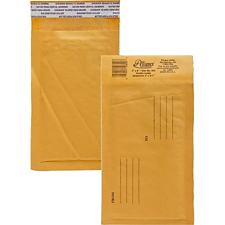 Alliance Rubber Kraft Bubble Mailers - Bubble - #000 - 4" Width x 8" Length - Peel & Seal - Paper - 25 / Carton - Kraft
