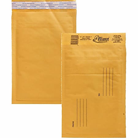 Alliance Rubber Kraft Bubble Mailers - Bubble - #0 - 6" Width x 10" Length - Peel & Seal - Paper - 25 / Carton - Kraft