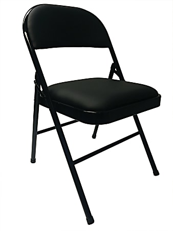 Realspace® Metal Folding Chair, Black
