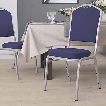 Flash Furniture HERCULES Series Crown Back Stacking Banquet Chair, Navy/Silver