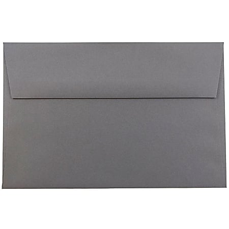 JAM Paper® Booklet Invitation Envelopes, A9, Gummed Seal, Dark Gray, Pack Of 25