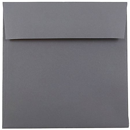 JAM Paper® Color Square Invitation Envelopes, 6" x 6", Gummed Seal, Dark Gray, Pack Of 25
