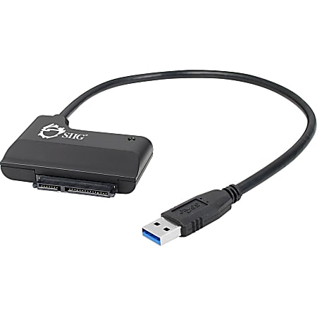 SIIG USB 3.0 to SATA 6Gb/s Adapter - 1.35 ft SATA/USB Data Transfer Cable for Hard Drive, Desktop Computer, Notebook - First End: 1 x Type A Male USB - Second End: 1 x SATA Female, Second End: 1 x SATA Female Power - Black - 1 Pack
