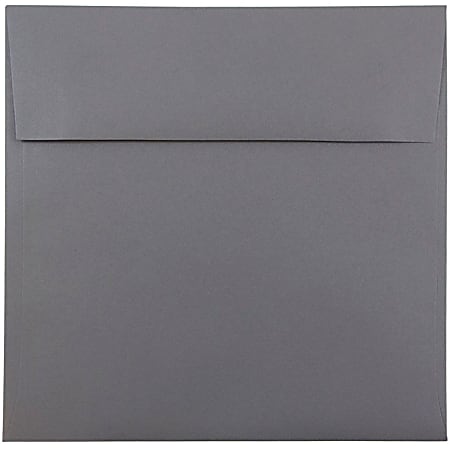 JAM Paper® Color Square Invitation Envelopes, 8 1/2" x 8 1/2", Gummed Seal, Dark Gray, Pack Of 25