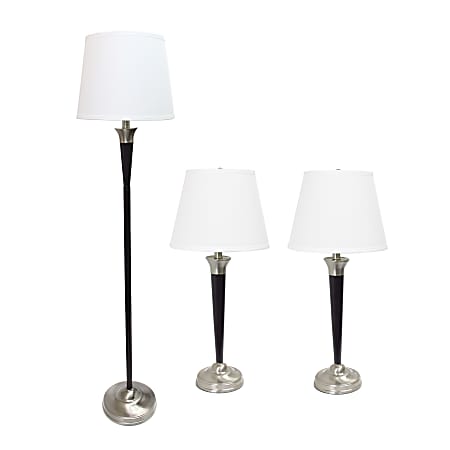 Lalia Home Sonoma Metal Lamp Set, White/Malbec Black/Brushed