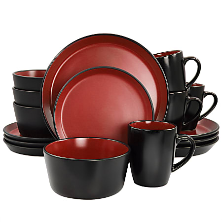 Gibson Home Laramie Blue Stoneware Dinnerware Set, Black