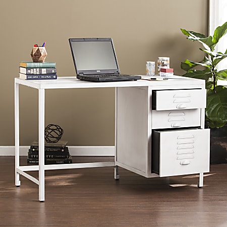 Southern Enterprises Radcliff Industrial File Desk, White
