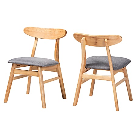 bali & pari Sabella Japandi Mahogany Wood Dining Accent Chairs, Natural Brown, Set Of 2 Chairs