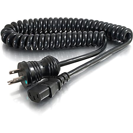 C2G 4ft 18 AWG Coiled Hospital Grade Power Cord (NEMA 5-15P to IEC320C13) - Black - Power cable - IEC 60320 C13 to NEMA  - 48064