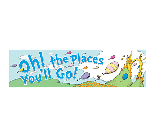 Eureka Classroom Banner, 12" x 45", Dr. Seuss™ Oh The Places Balloons, Pre-K - Grade 5