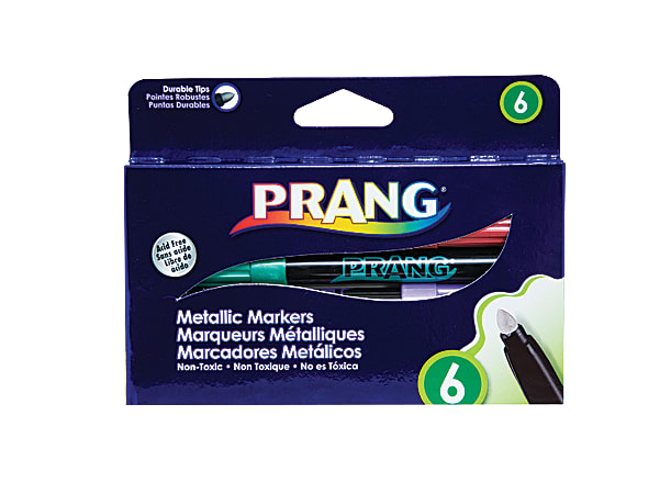Prang® Metallic Markers, Bullet Point, Assorted Colors, Pack Of 6