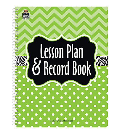 Teacher Created Resources Lesson Plan And Record Books, Lime Chevrons And Dots, Pack Of 2