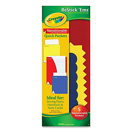 Crayola Restick'Ems Repositionable Quick Pockets - Assorted - 3 / Pack