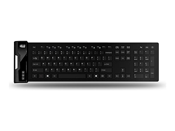 Adesso® Flex Keyboard With Antimicrobial Protection, Full Size, Black