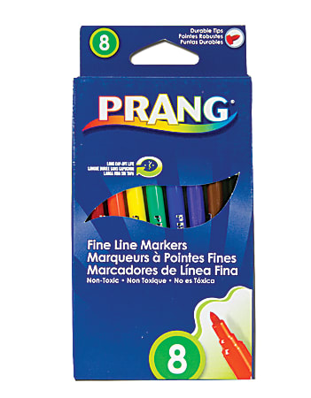 Prang® Washable Art Markers, Fine Tip, Assorted Colors, Pack Of 8