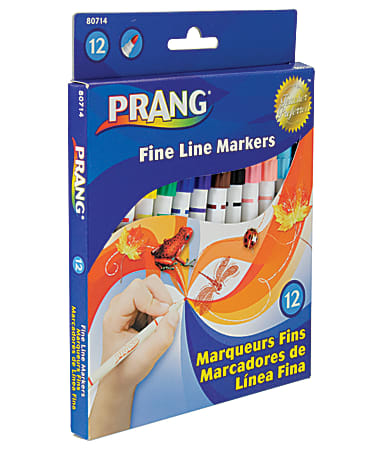 Prang® Washable Art Markers, Fine Tip, Assorted Colors, Pack Of 12