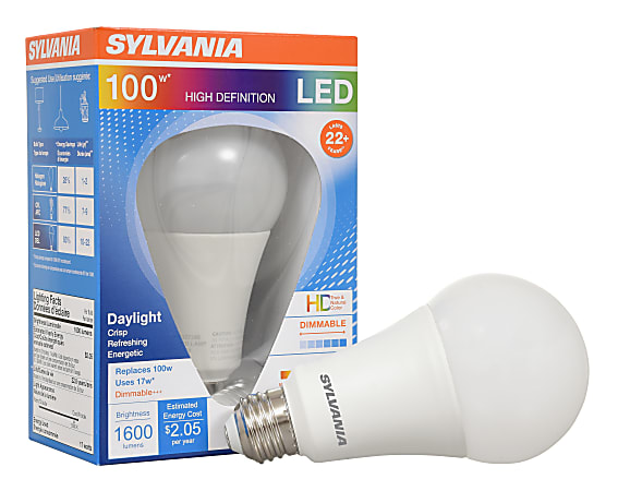 Sylvania A21 Dimmable LED Bulbs, 1600 Lumens, 17 Watt, 5000 Kelvin/Daylight, Pack Of 6 Bulbs