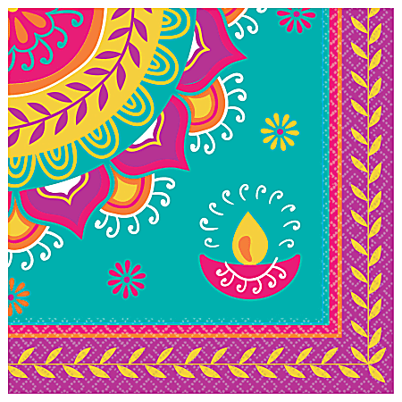 Amscan Paper Diwali Lunch Napkins, 6-1/2" x 6-1/2", 5/pack, 16 per pack