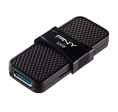 PNY DUO LINK OTG USB Type-C/USB Type-A Flash Drive, 32GB, Gray, P-FD32GOTGSLTC-GE