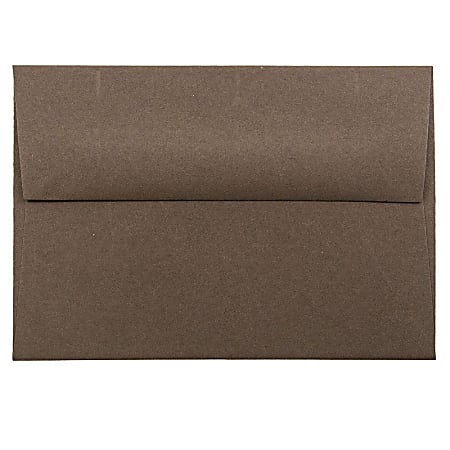 JAM Paper® Booklet Envelopes, #4 Bar (A1), Gummed Seal, 100% Recycled, Chocolate Brown, Pack Of 25