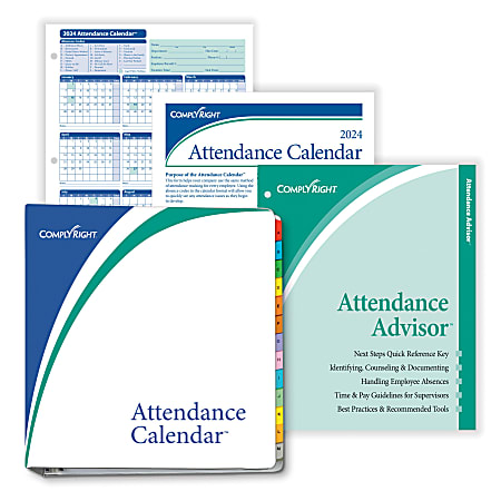 ComplyRight 2024 Attendance Calendar Kit, 8 1/2" x 11", White, Pack Of 25