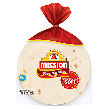 Mission Fajita Flour Tortillas, 23 Oz, Pack Of 20 Tortillas