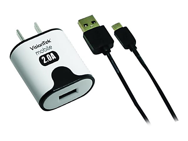 VisionTek - Power adapter - 2 A (USB) - on cable: Micro-USB - black