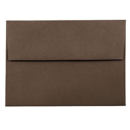 JAM Paper® Booklet Invitation Envelopes, A6, Gummed Seal, 100% Recycled, Chocolate Brown, Pack Of 25