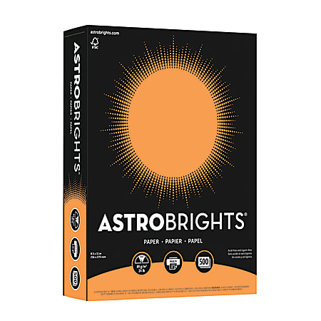 Astrobrights® Colored Multi-Use Print & Copy Paper, Letter Size (8 1/2" x 11"), 24 Lb, Cosmic Orange, Ream Of 500 Sheets