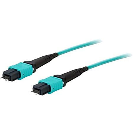 AddOn 3m MPO (Male) to MPO (Male) 12-strand Aqua OM4 Straight Fiber OFNR (Riser-Rated) Patch Cable - 100% compatible and guaranteed to work in OM4 and OM3 applications