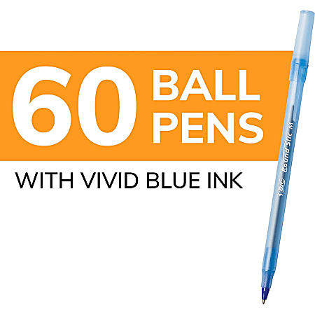 BIC Round Stic Ballpoint Pens Medium Point 1.0 mm Translucent