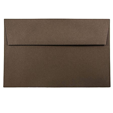 JAM Paper® Booklet Invitation Envelopes, A9, Gummed Seal, 100% Recycled, Chocolate Brown, Pack Of 25